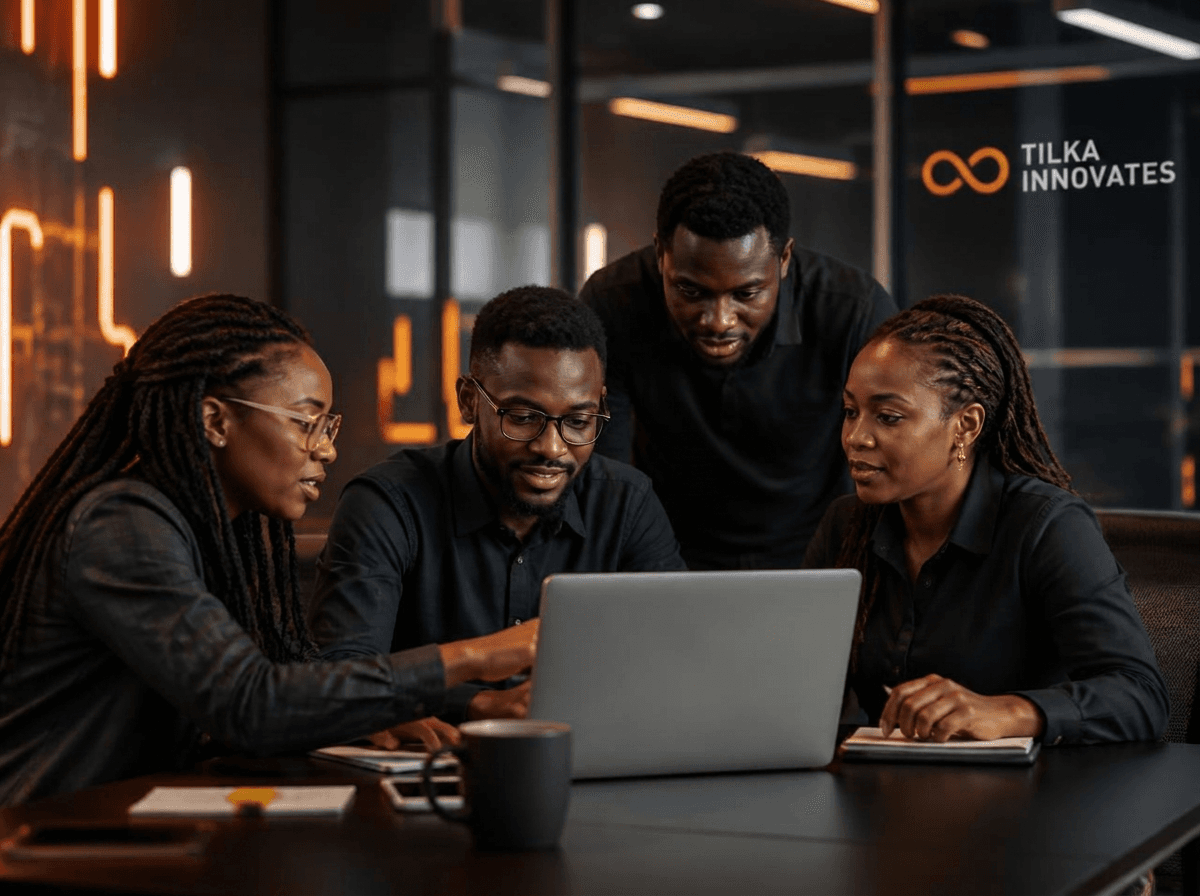 The Tilka Technologies team collaborating in their Lagos studio